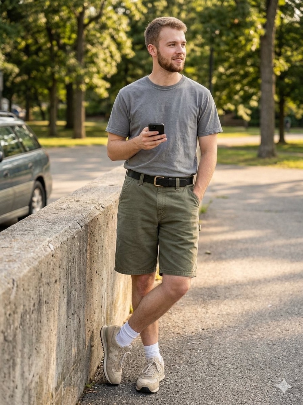 Carhartt Men's Dark Green Canvas Utility Carpenter Shorts Size 34